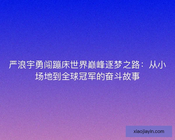 严浪宇勇闯蹦床世界巅峰逐梦之路：从小场地到全球冠军的奋斗故事